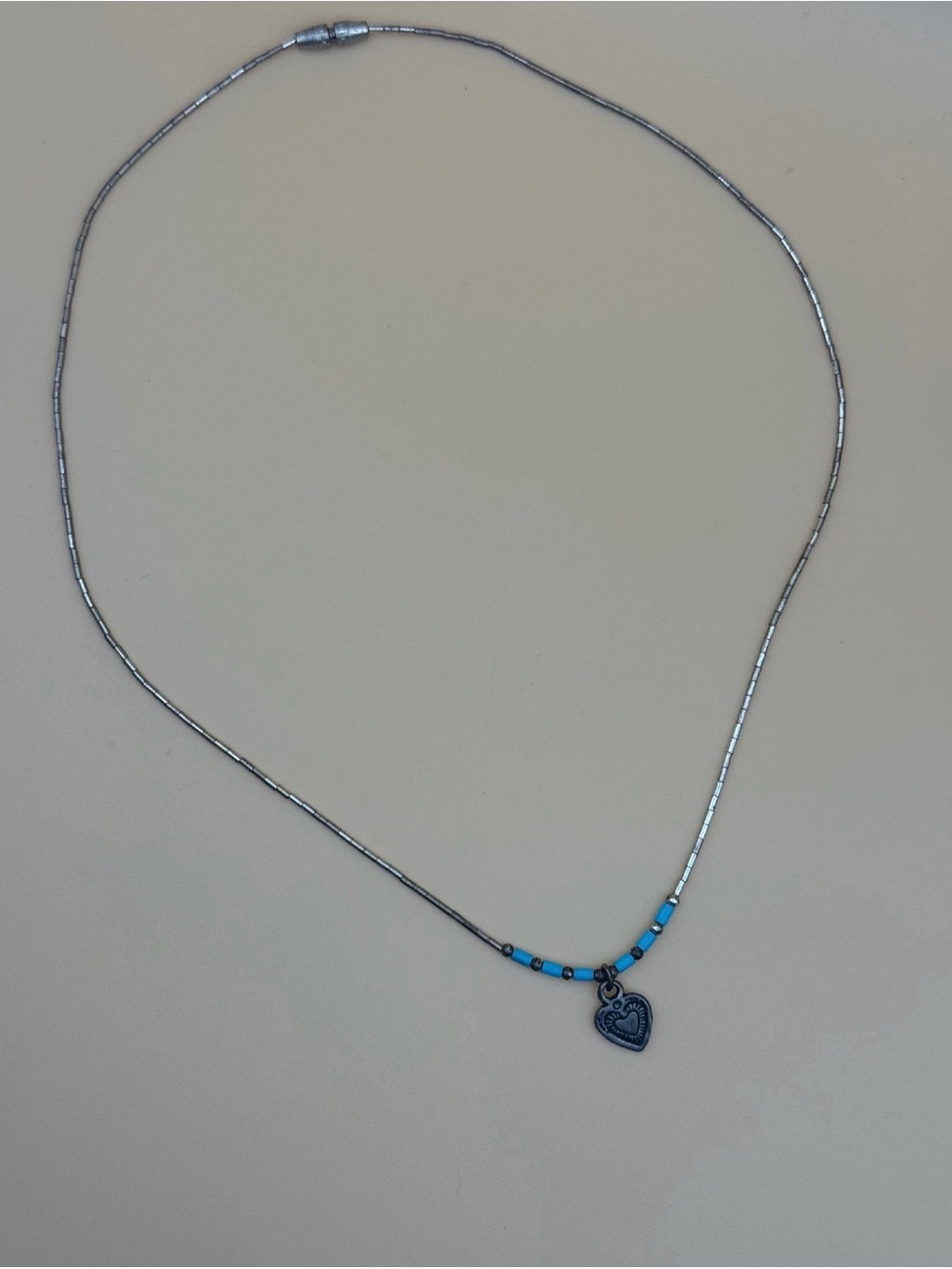 Sterling Silver Heart Pendant Necklace with Turquoise Beads
